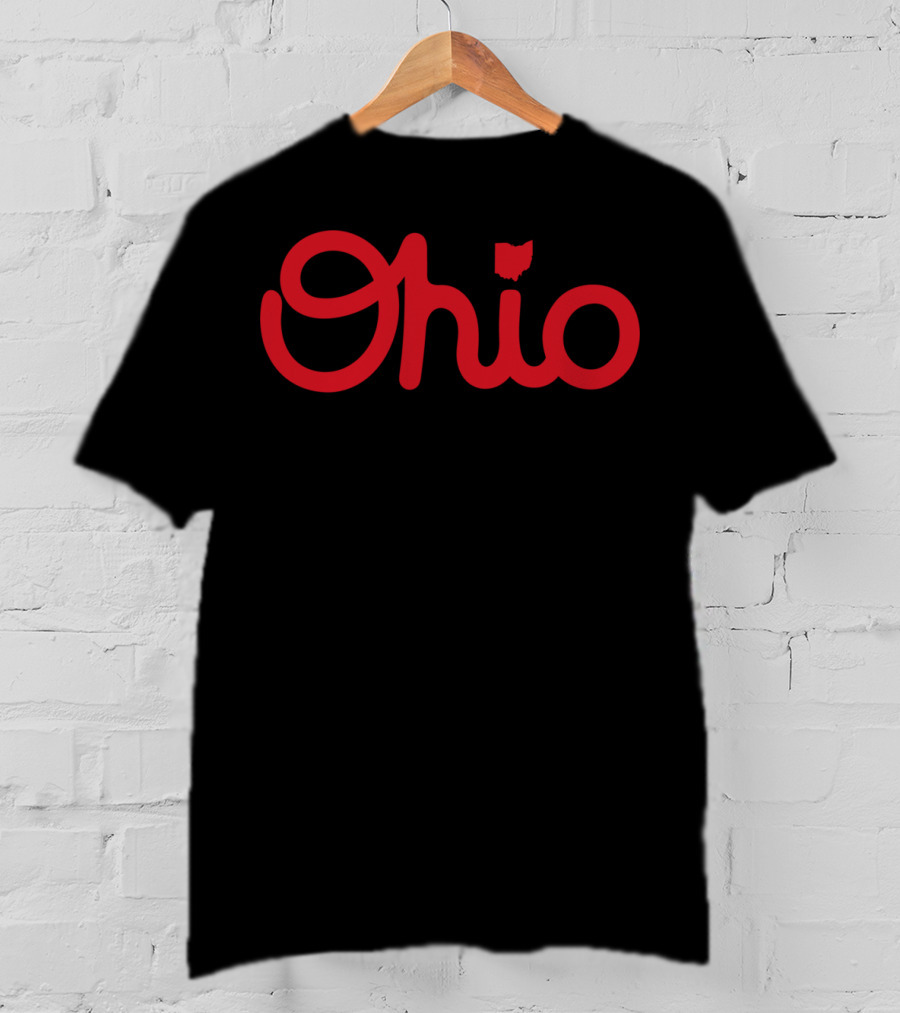 Ohio Script Ohioan State Pride With Iconic Red Text And Outline T-Shirt