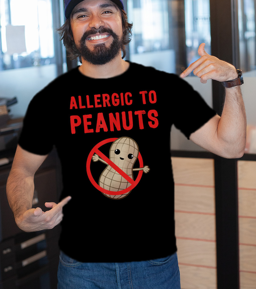 Allergic To Peanuts Cute Cartoon Peanut With No T-Shirt