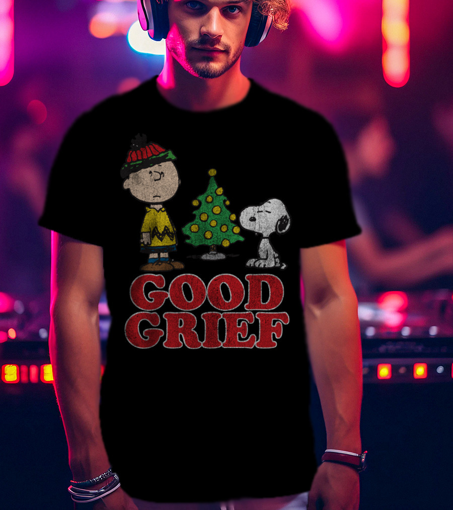Good Grief Peanuts Holiday Snoopy And Charlie Christmas Tree T-Shirt