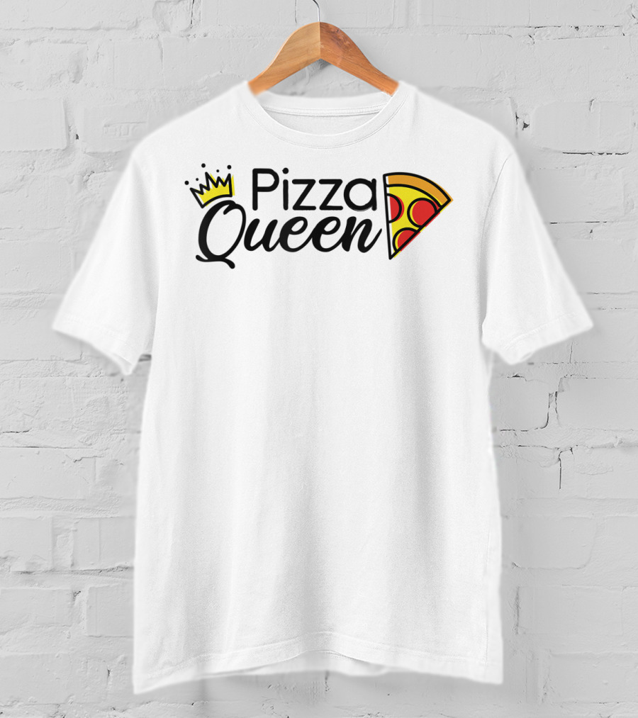 Pizza Queen Girls Women Female Pizza Slice Crown T-Shirt