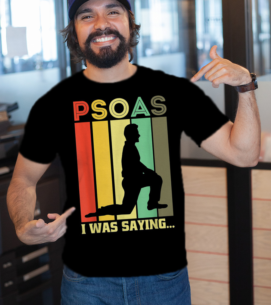 Psoas I Was Saying Retro Silhouette On Color Stripes T-Shirt