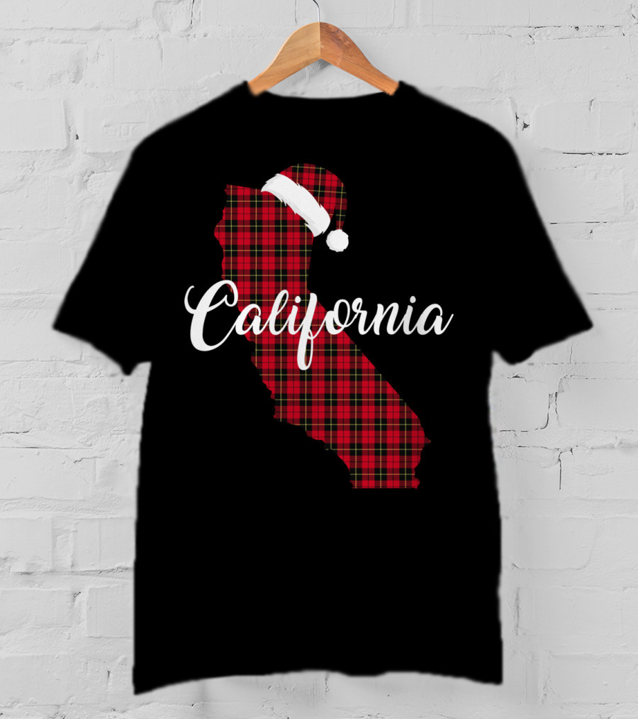California Red Buffalo Plaid Santa Hat Royal Stewart T-Shirt