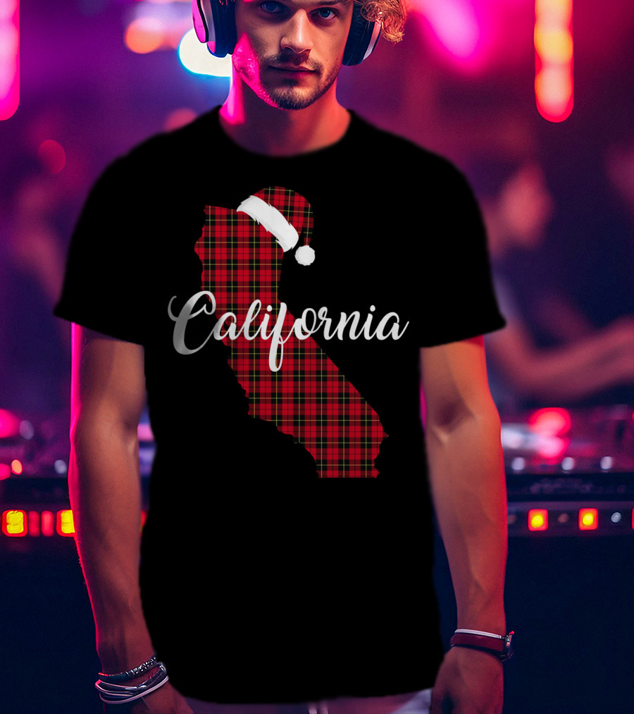 California Red Buffalo Plaid Santa Hat Royal Stewart T-Shirt