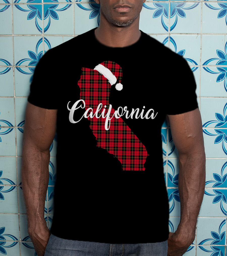 California Red Buffalo Plaid Santa Hat Royal Stewart T-Shirt