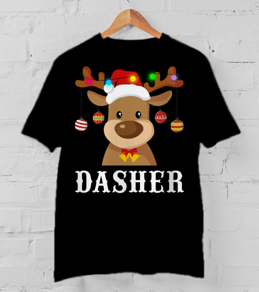 Dasher Reindeer Santa Xmas Group Holiday Lights T-Shirt