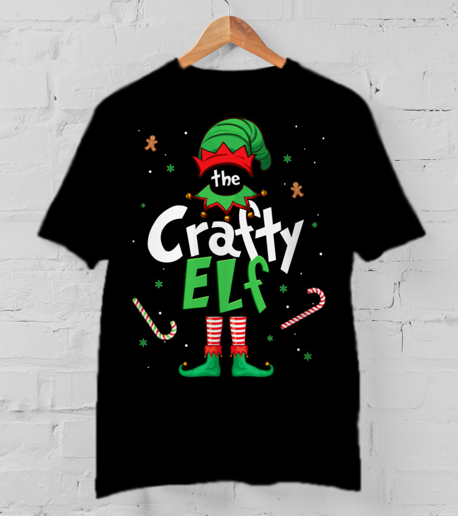 The Crafty Elf Christmas Xmas Family Candy Cane Gingerbread T-Shirt