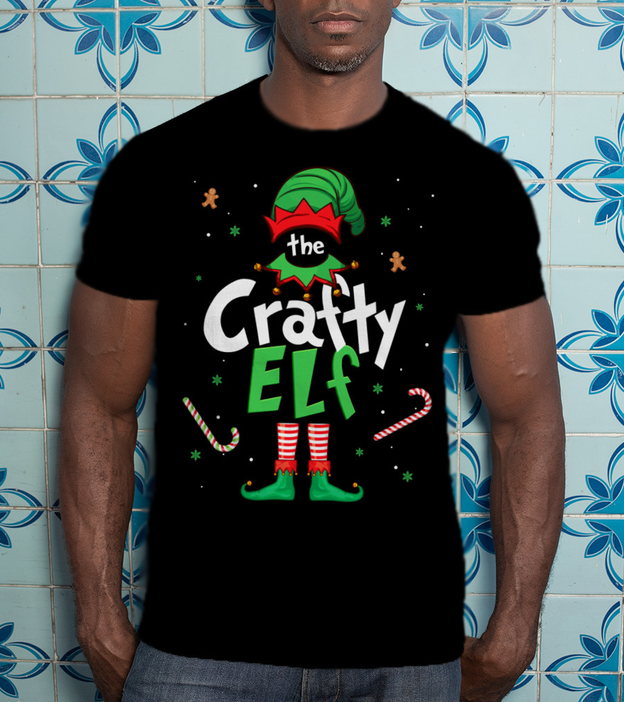 The Crafty Elf Christmas Xmas Family Candy Cane Gingerbread T-Shirt