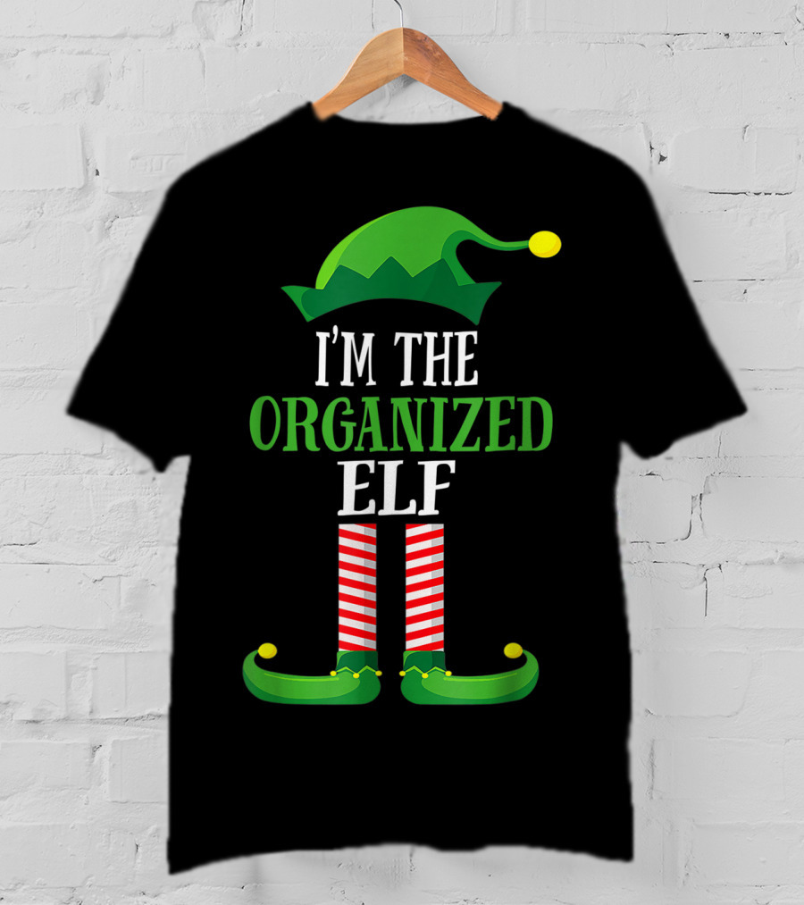 I'm The Organized Elf Festive Hat And Striped Socks Family Group T-Shirt