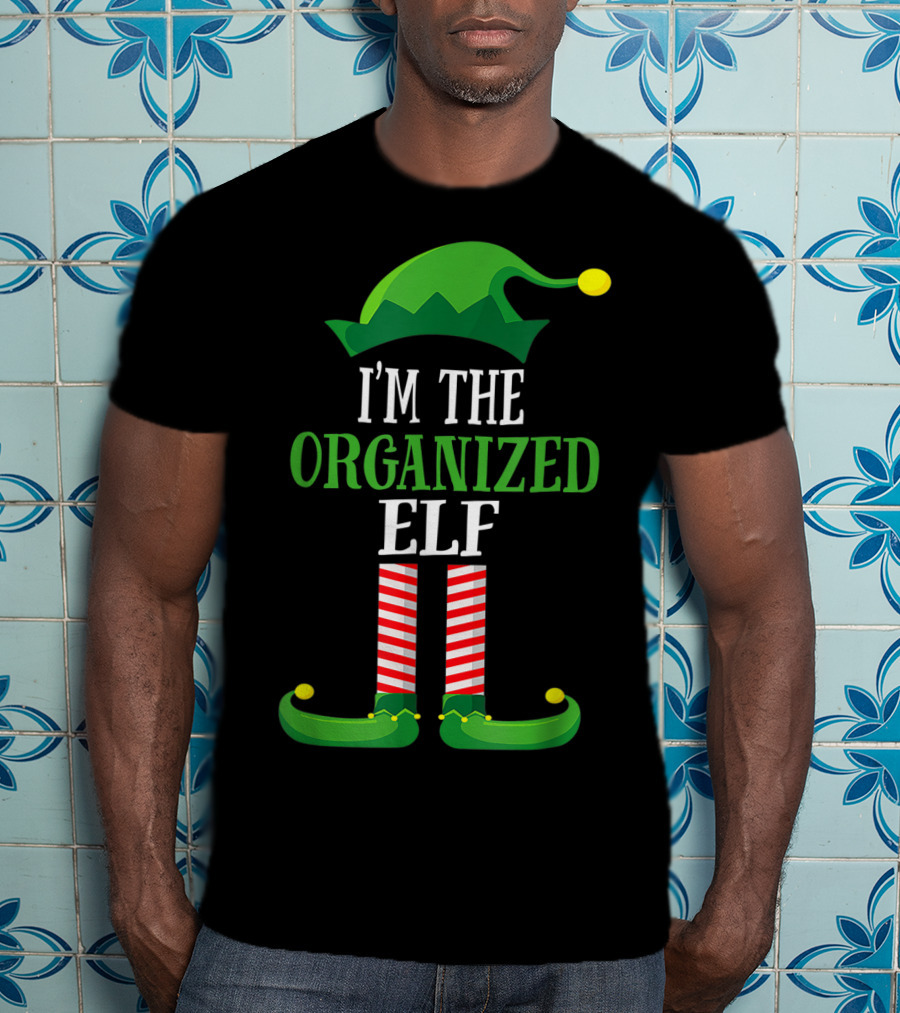I'm The Organized Elf Festive Hat And Striped Socks Family Group T-Shirt