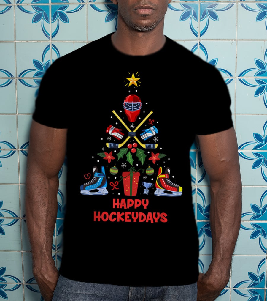 Happy Hockeydays Ice Hockey Ornament Christmas Tree T-Shirt