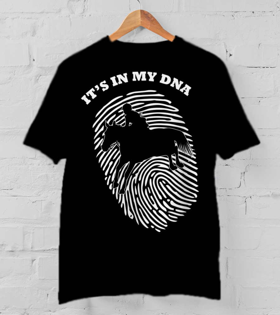It's In My DNA Equestrian Horse Racer Fingerprint T-Shirt