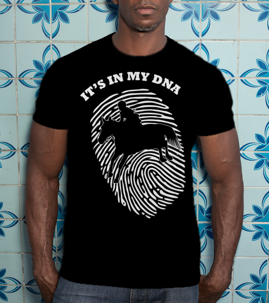 It's In My DNA Equestrian Horse Racer Fingerprint T-Shirt