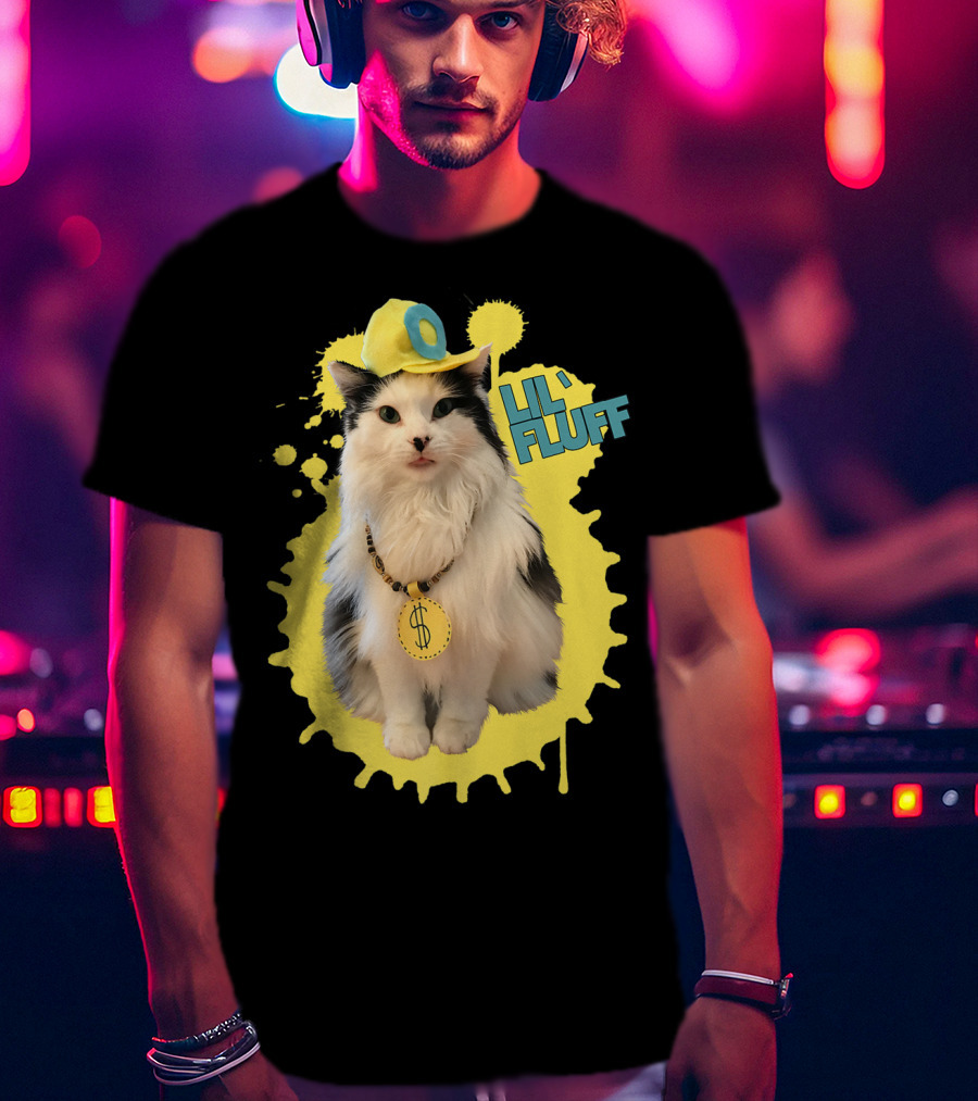 Lil' Fluff Cool Cat With Dollar Sign Necklace And Cap T-Shirt