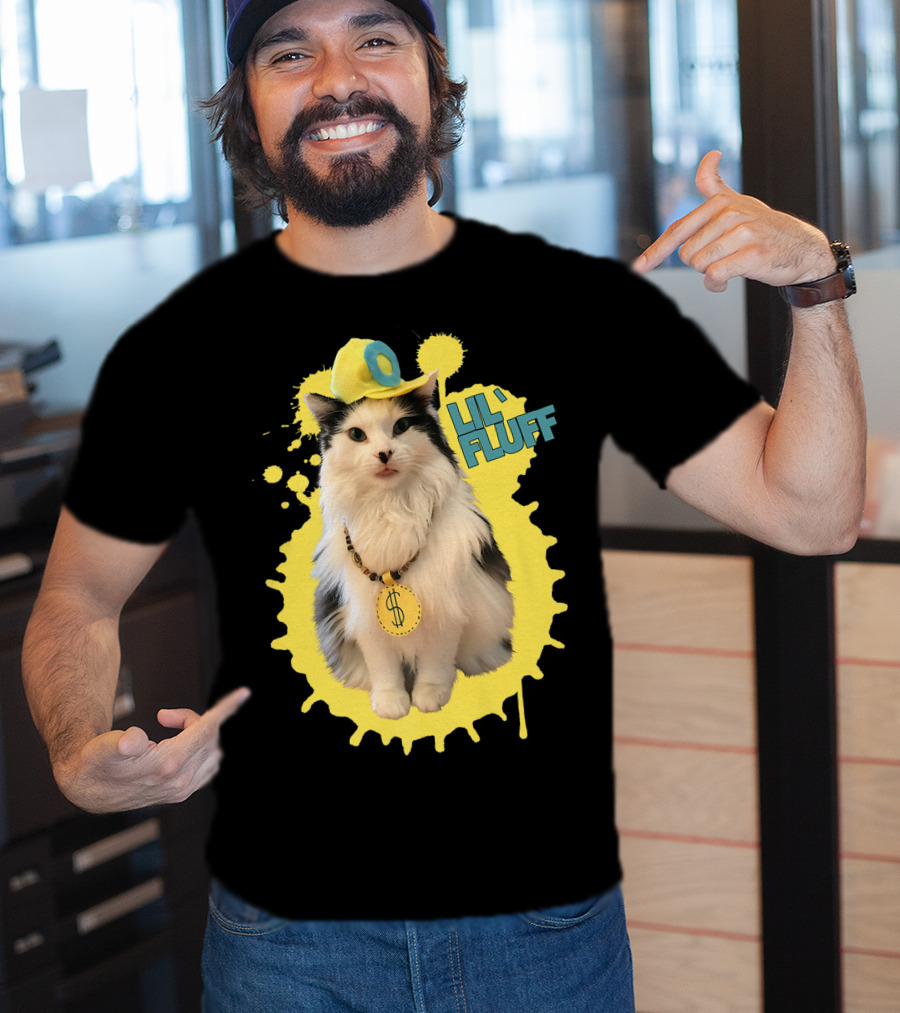 Lil' Fluff Cool Cat With Dollar Sign Necklace And Cap T-Shirt