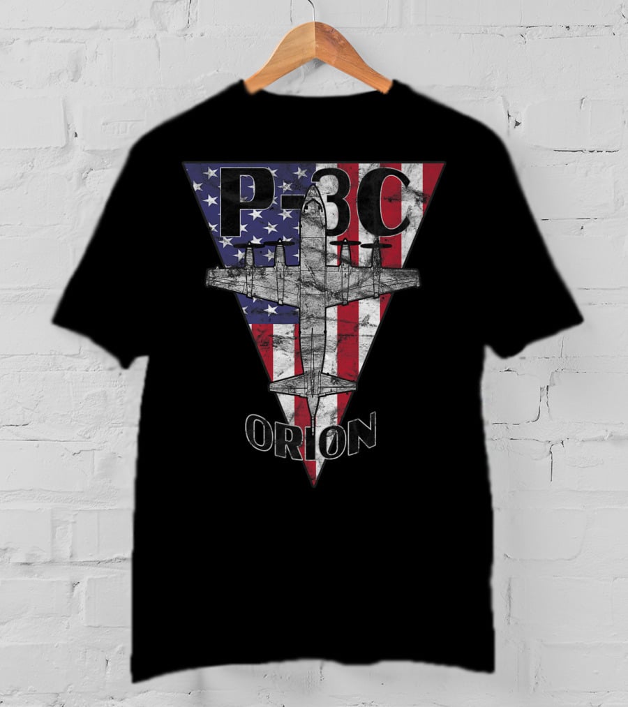 P-3C Orion American Flag Military Airplane T-Shirt