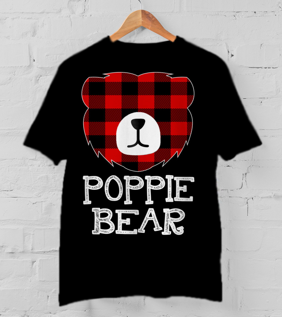 Red Plaid Poppie Bear Buffalo Check T-Shirt
