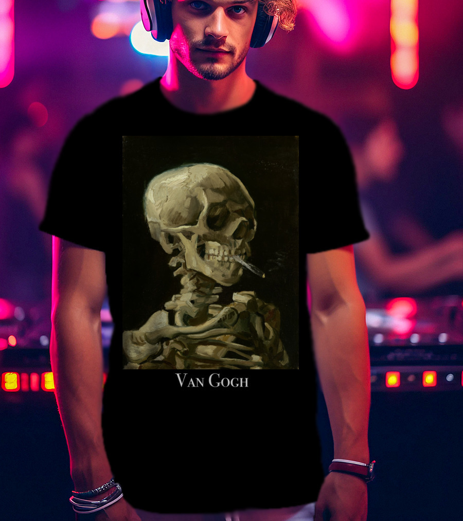 Rockstar Van Gogh Skull Smoking Art Collection T-Shirt
