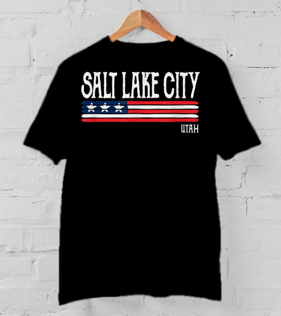 Salt Lake City Utah American Flag Stars Stripes T-Shirt