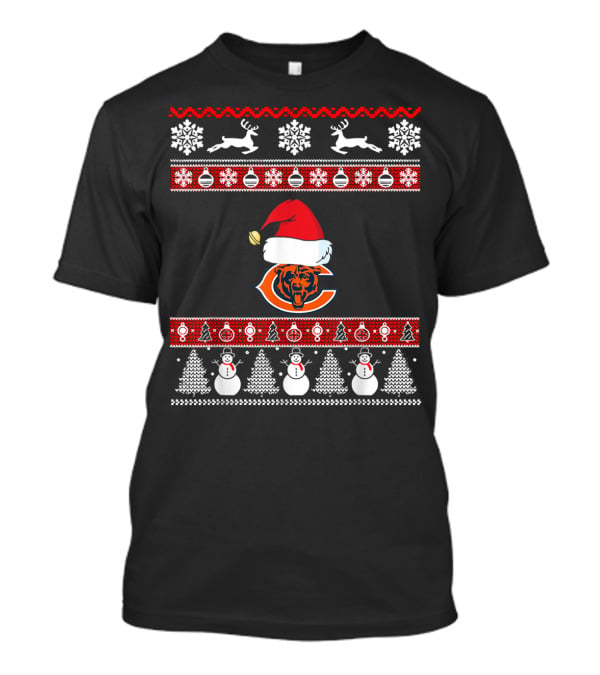 Santa Ugly Christmas Football Chicago Bears T-Shirt