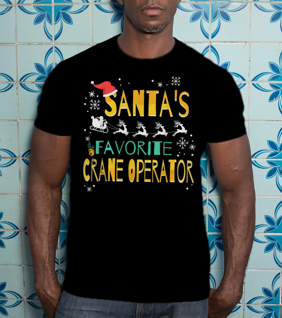 Santa's Favorite Crane Operator Christmas Claus T-Shirt