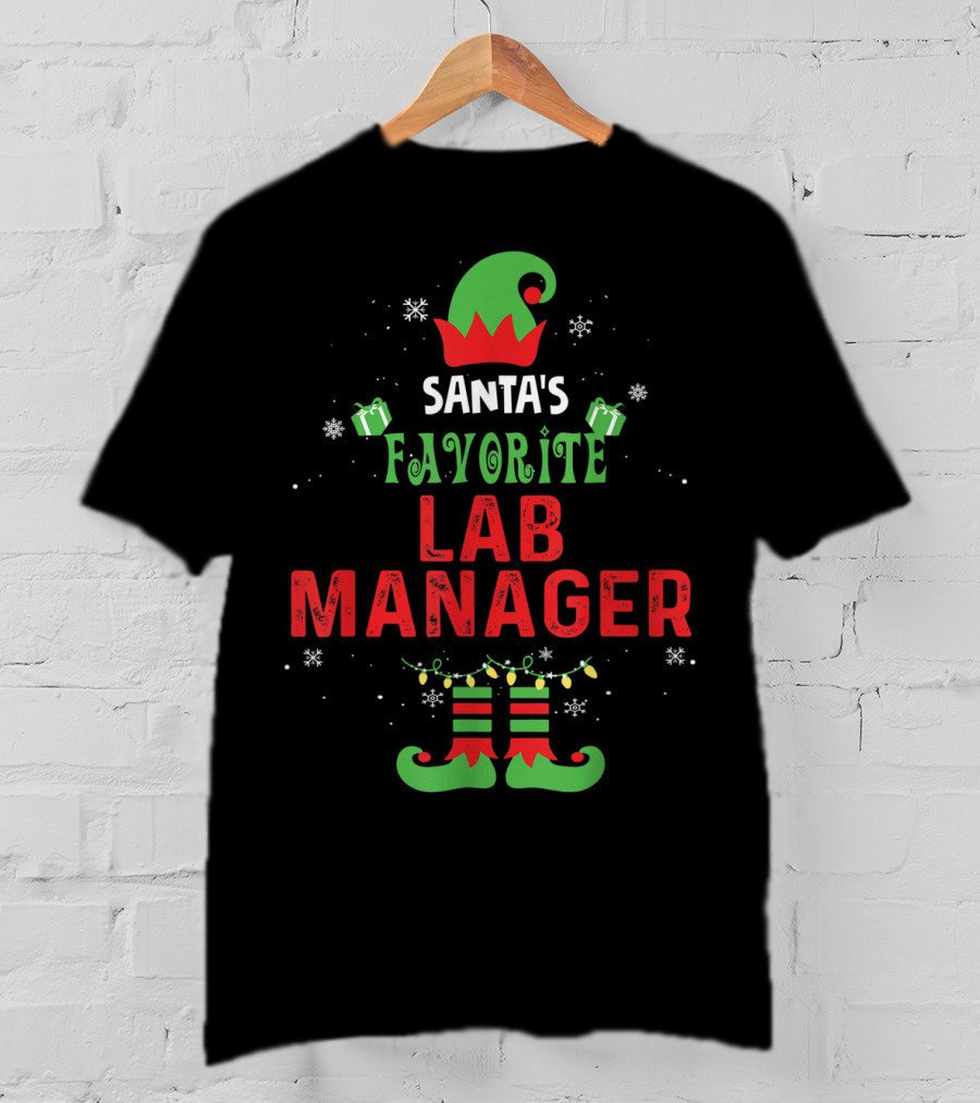 Santa's Favorite Lab Manager Christmas Elf Hat And Boots T-Shirt
