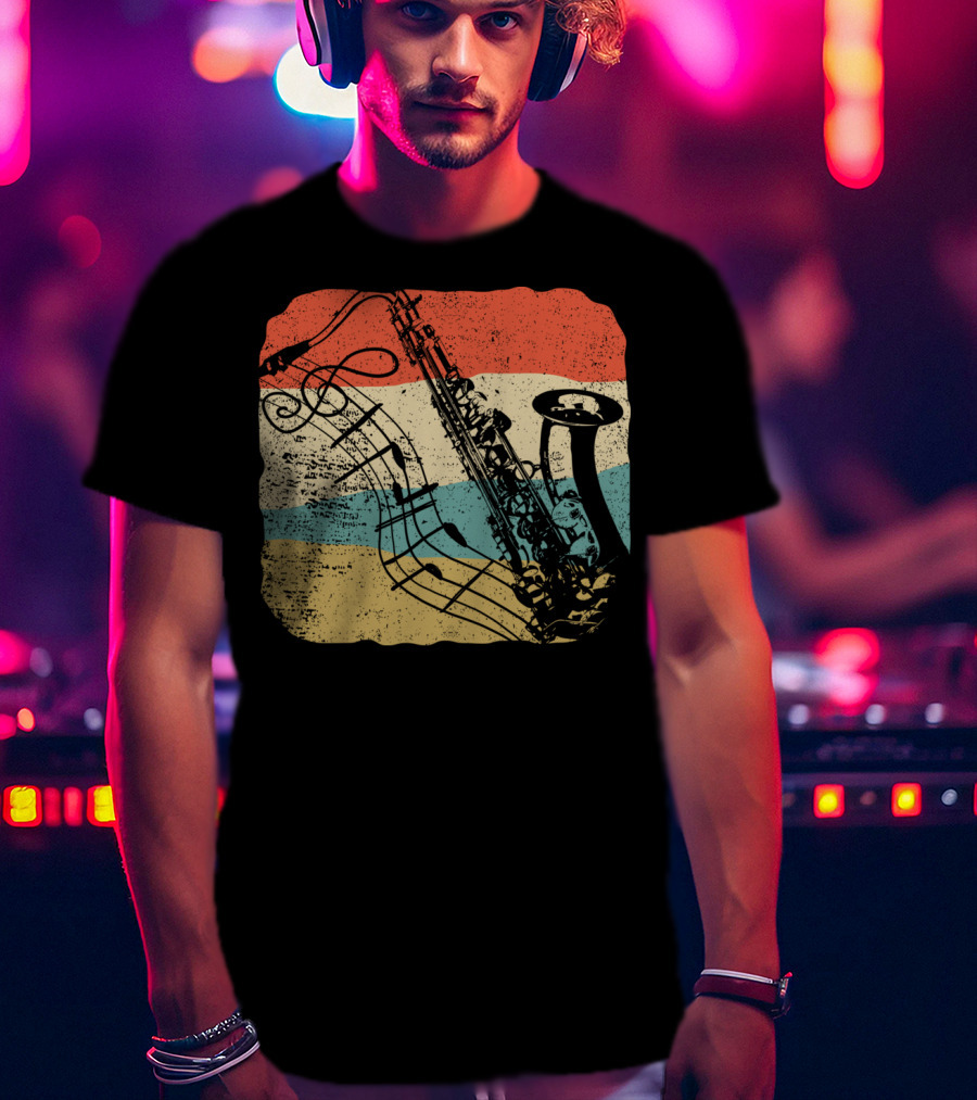 Saxophone Player Jazz Music 70s T-Shirt