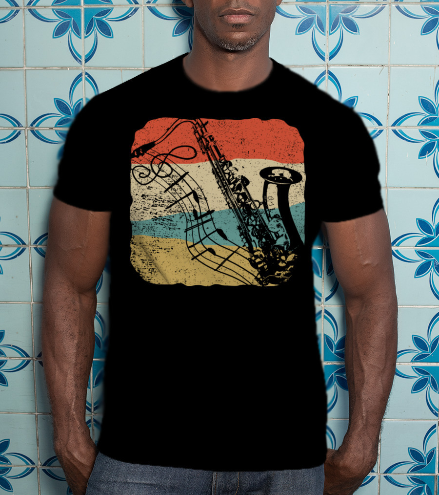 Saxophone Player Jazz Music 70s T-Shirt
