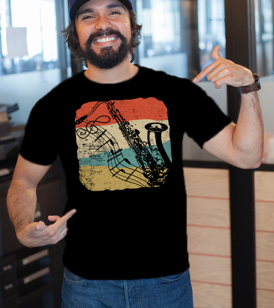 Saxophone Player Jazz Music 70s T-Shirt