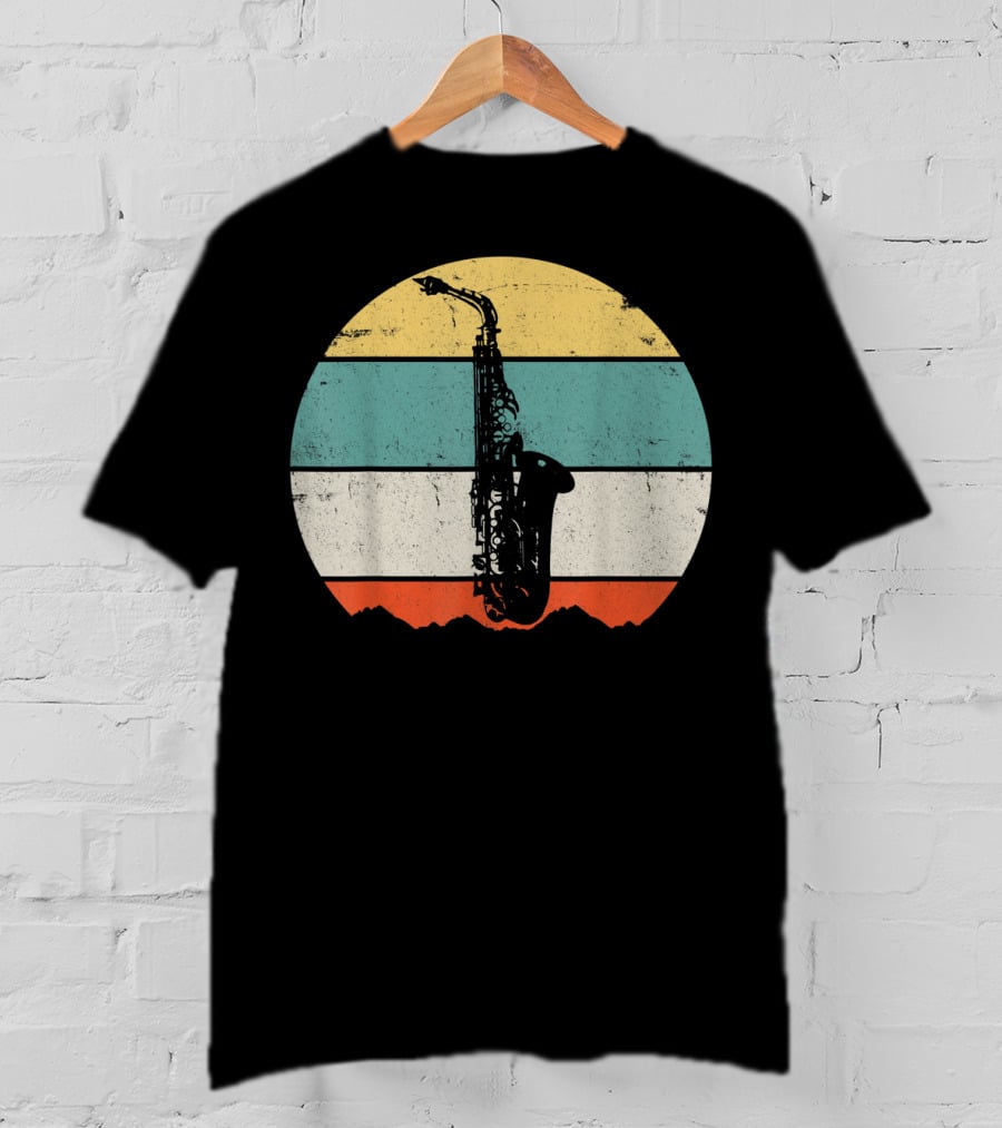 Retro Sunset Saxophone T-Shirt