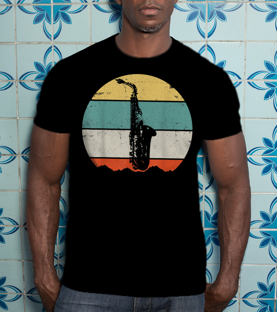 Retro Sunset Saxophone T-Shirt