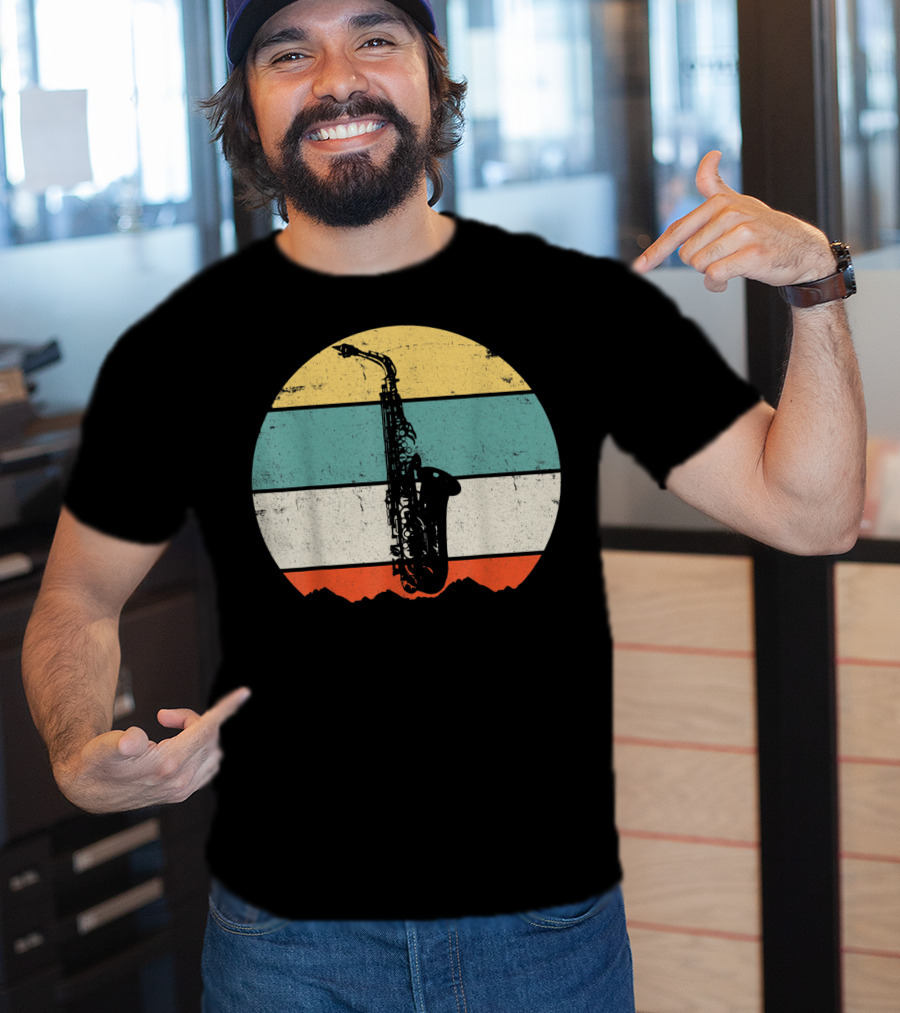 Retro Sunset Saxophone T-Shirt