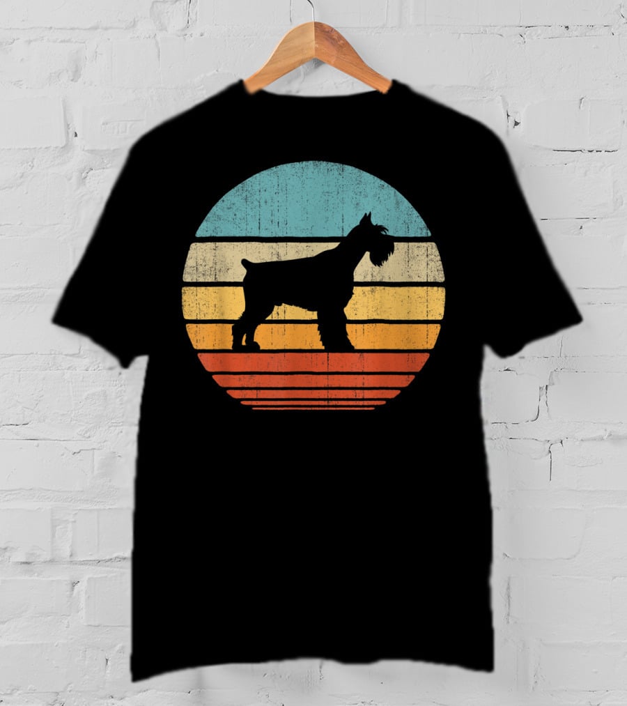 Schnauzer Retro 60S 70S Sunset Stripes T-Shirt