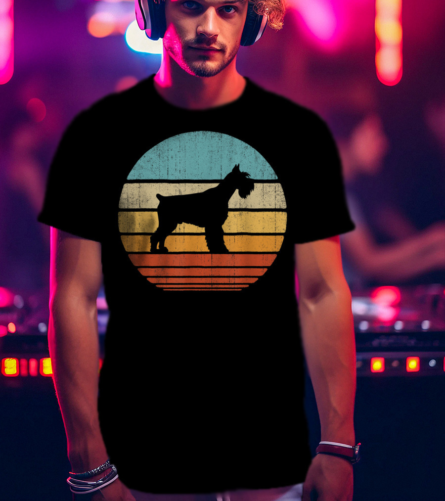Schnauzer Retro 60S 70S Sunset Stripes T-Shirt