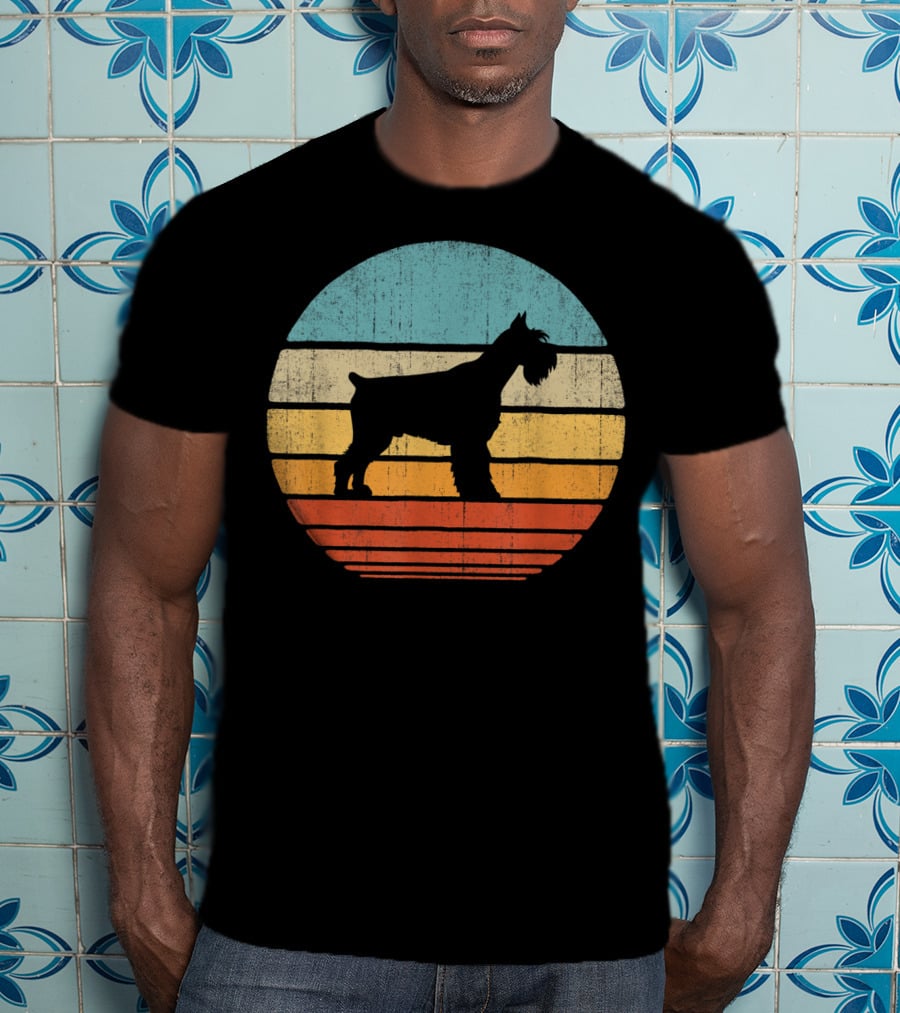 Schnauzer Retro 60S 70S Sunset Stripes T-Shirt