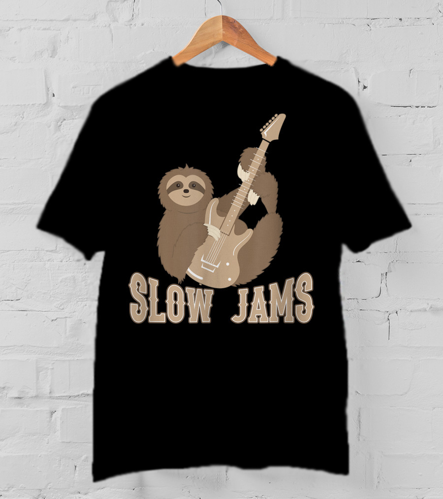 Slow Jams Sloth Fun Bass Guitar Chilled T-Shirt