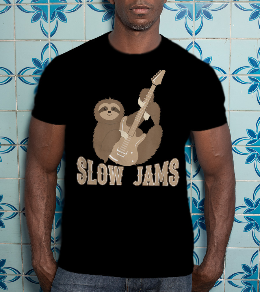 Slow Jams Sloth Fun Bass Guitar Chilled T-Shirt
