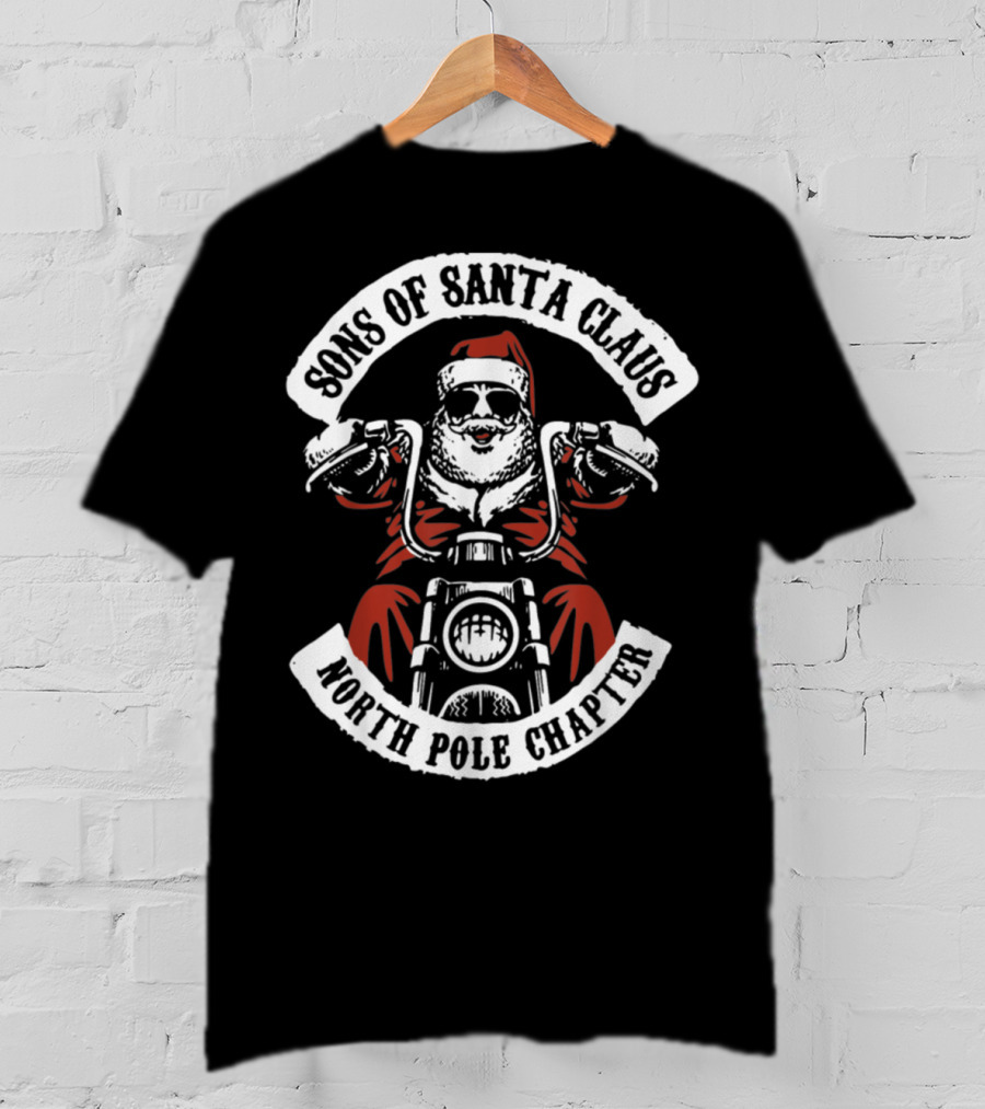 Sons Of Santa Claus North Pole Chapter Motorcycle Club Santa Biker T-Shirt