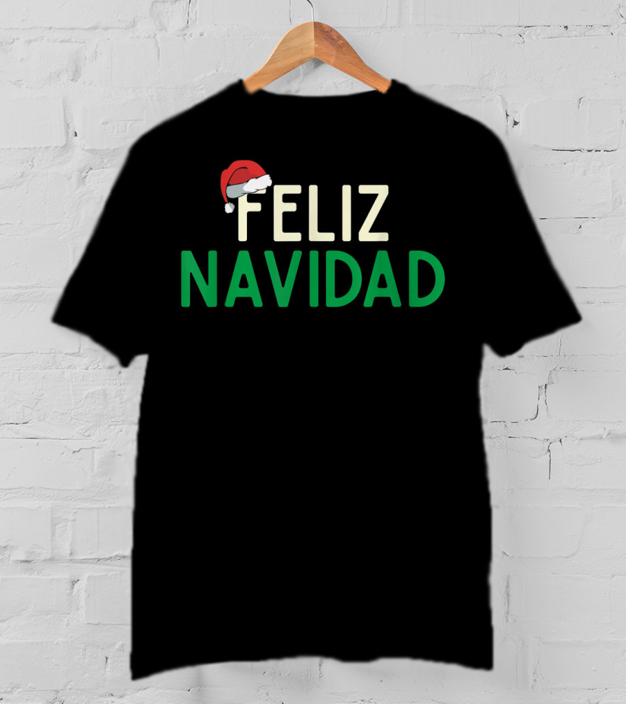 Feliz Navidad Santa Hat Spanish Christmas Fun T-Shirt
