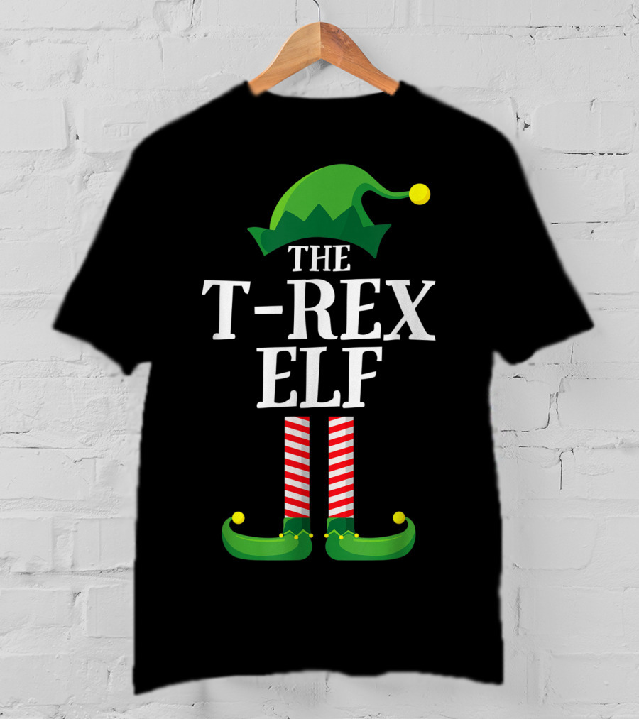 The T Rex Elf Matching Family Group Christmas Costume T-Shirt