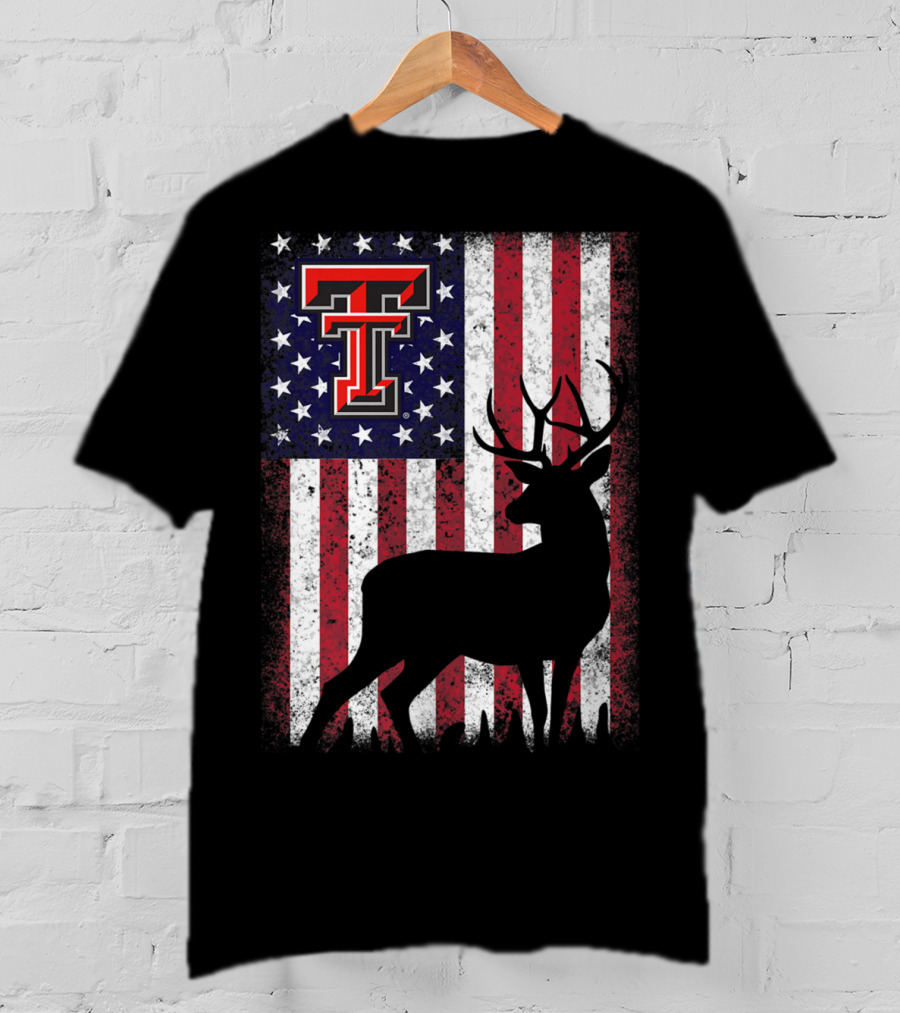 Texas Tech Red Raiders American Flag Deer T-Shirt