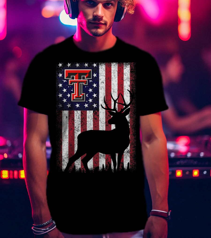 Texas Tech Red Raiders American Flag Deer T-Shirt