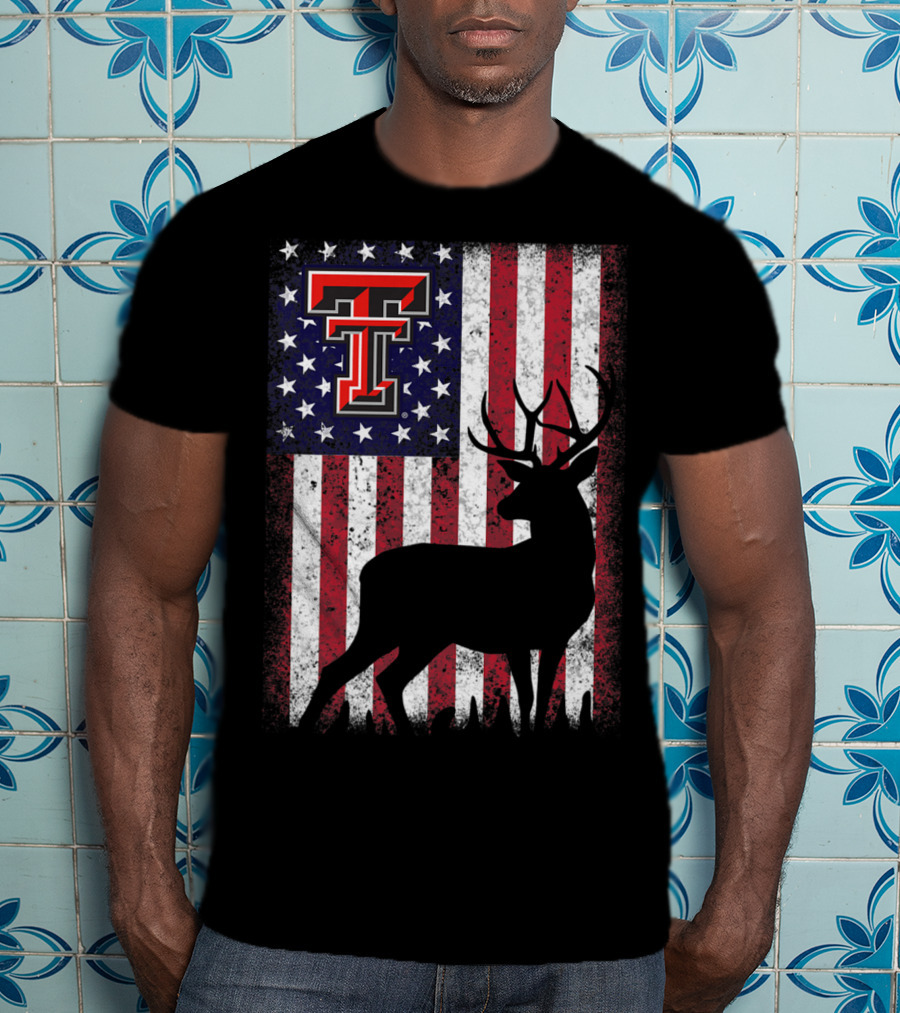 Texas Tech Red Raiders American Flag Deer T-Shirt