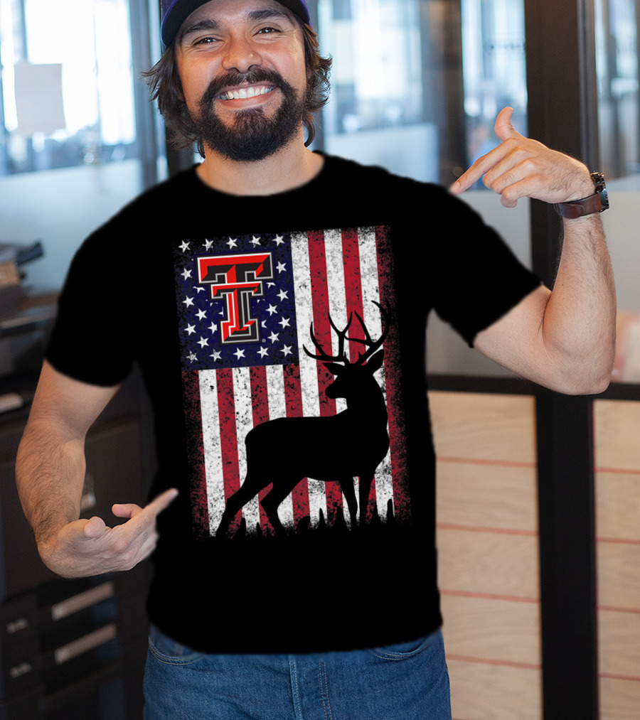 Texas Tech Red Raiders American Flag Deer T-Shirt