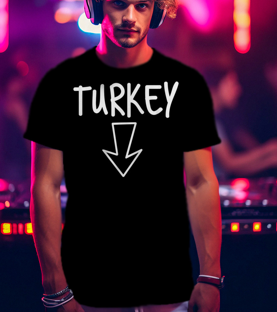 Turkey Down Arrow Thanksgiving Baby Announcement T-Shirt