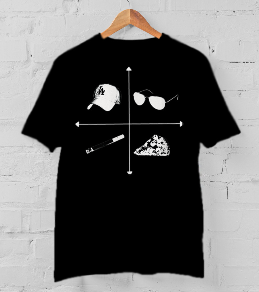 Tp Art Crew LA Hat Sunglasses Pizza Remote Black T-Shirt