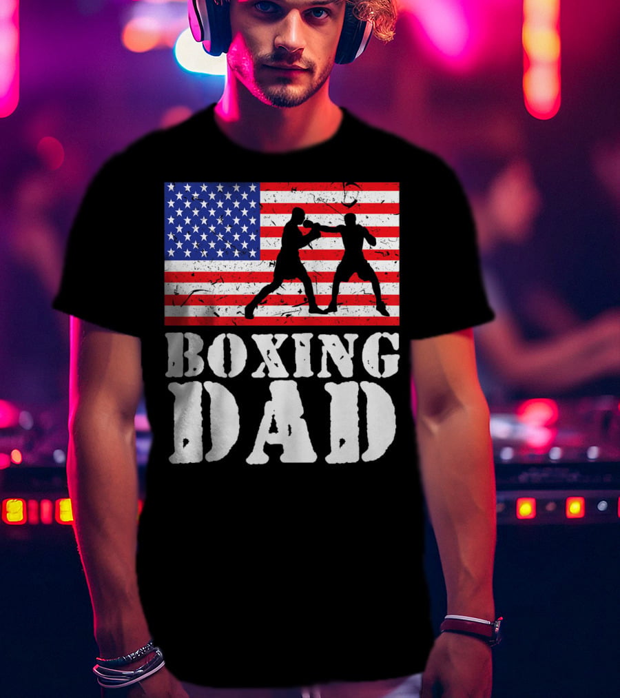 American Flag Boxing Dad T-Shirt