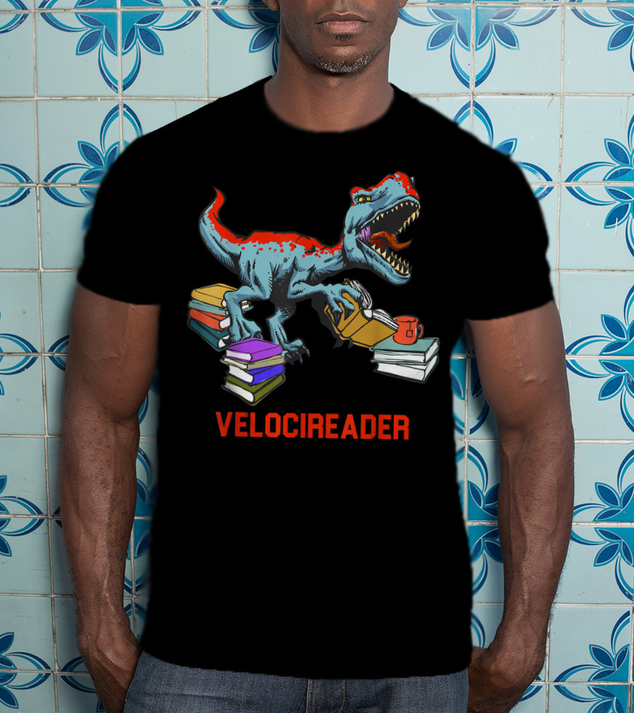 Velocireader Velociraptor Surrounded By Books And Coffee Mug T-Shirt