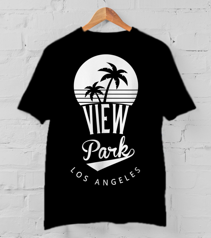 View Park Los Angeles Palm Trees Retro Sunset T-Shirt
