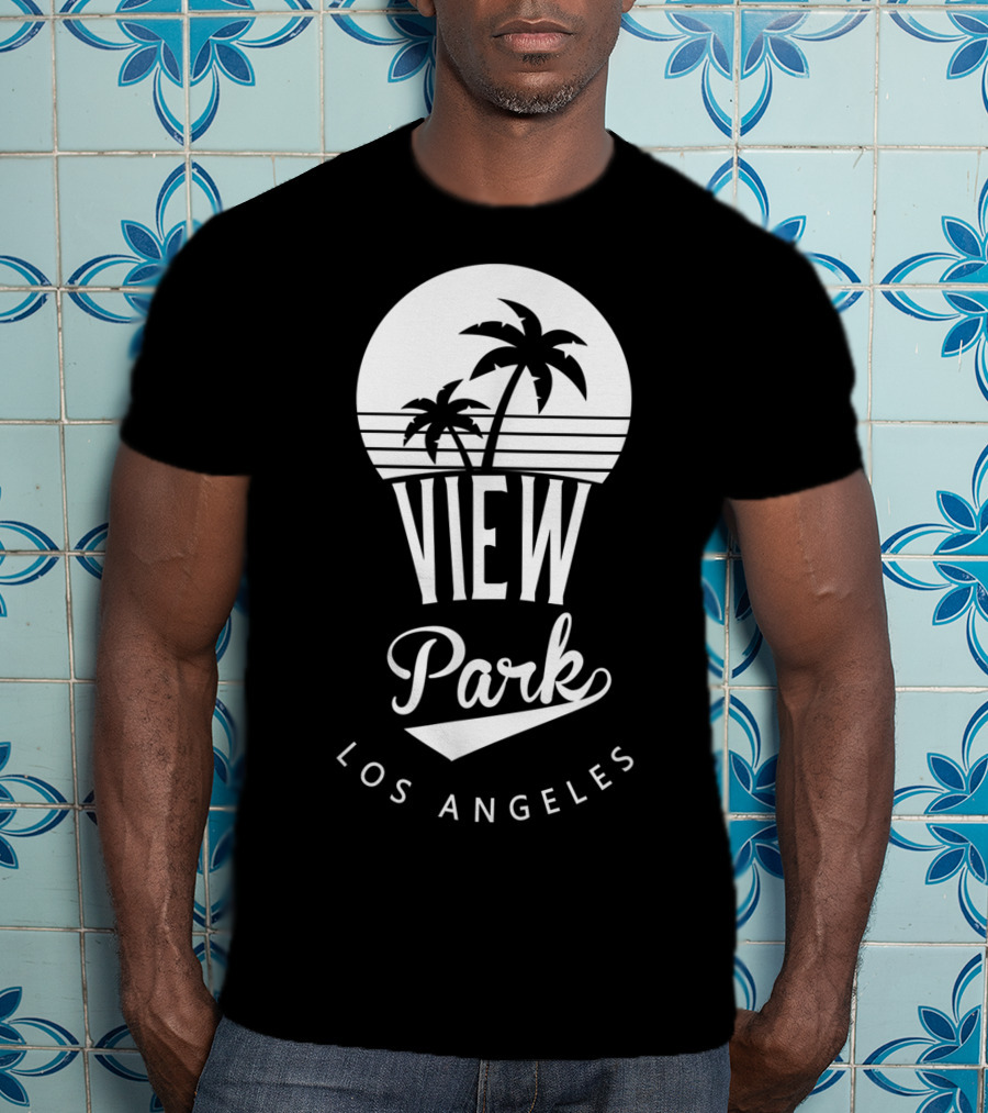 View Park Los Angeles Palm Trees Retro Sunset T-Shirt