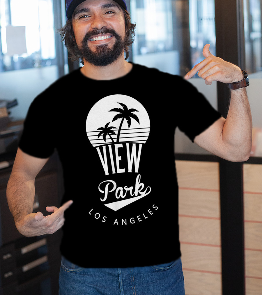 View Park Los Angeles Palm Trees Retro Sunset T-Shirt